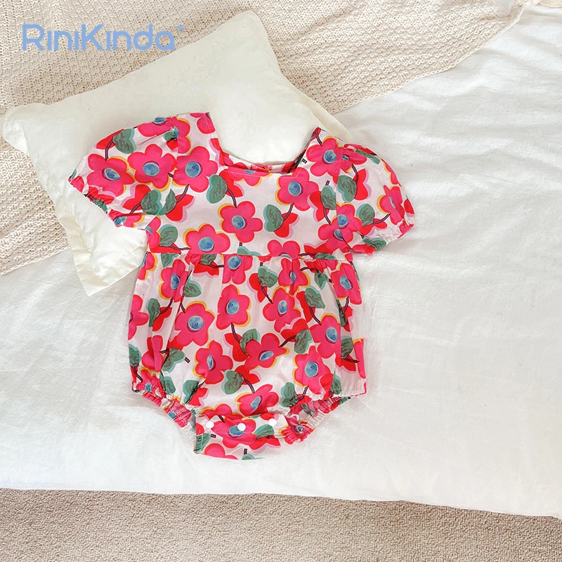 

Baby Girls Romper 2023 New Summer Toddler Newborn Infant Short Sleeve Floral Print Jumpsuits Sweet Playsuits Outfits