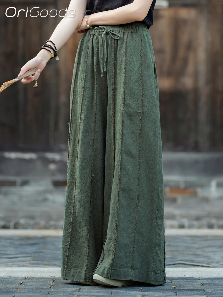 Женские широкие брюки OriGoods из рами C065