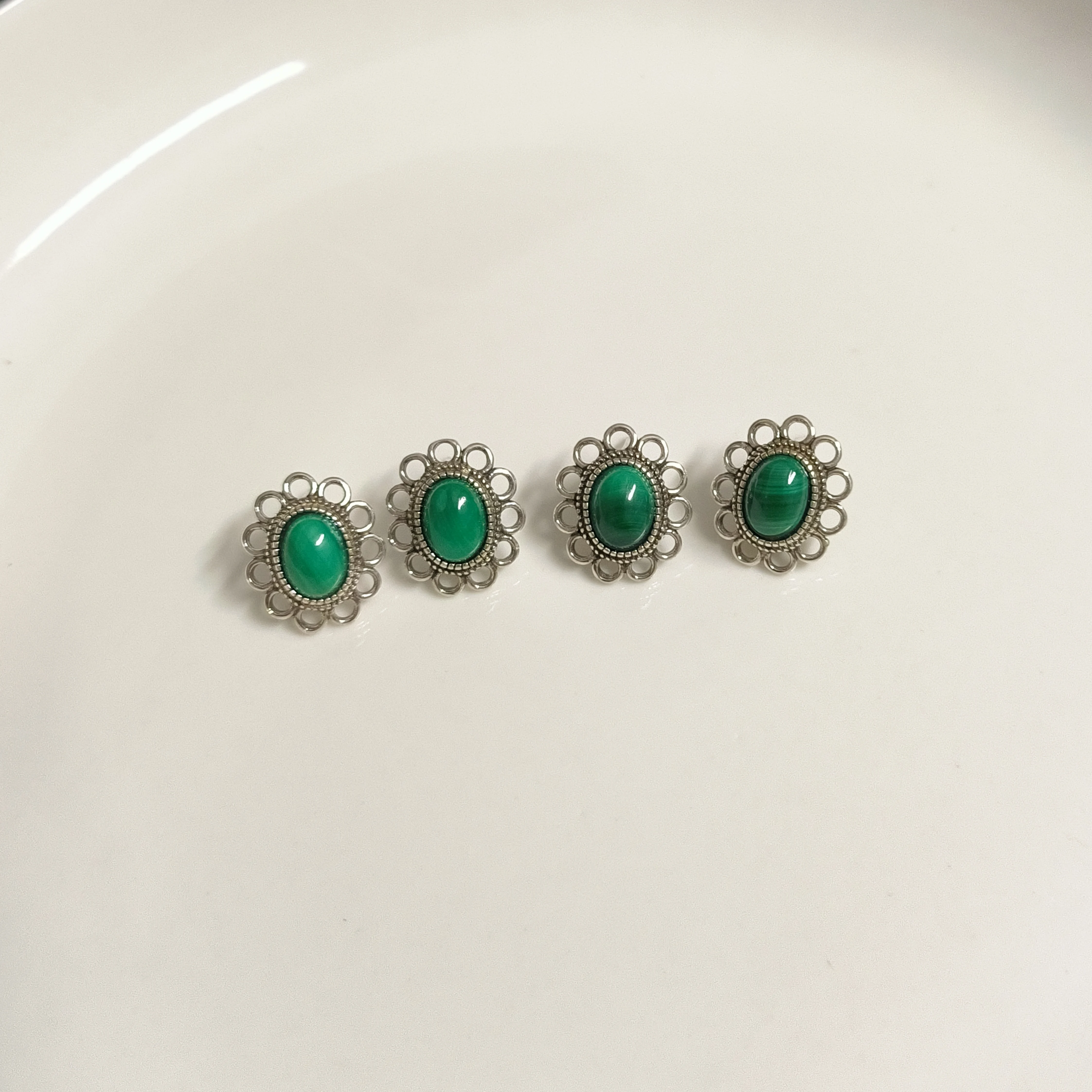 

100% Genuine Natural Malachite 925 Sterling Silver Stud Earrings for women Jewelry Gift