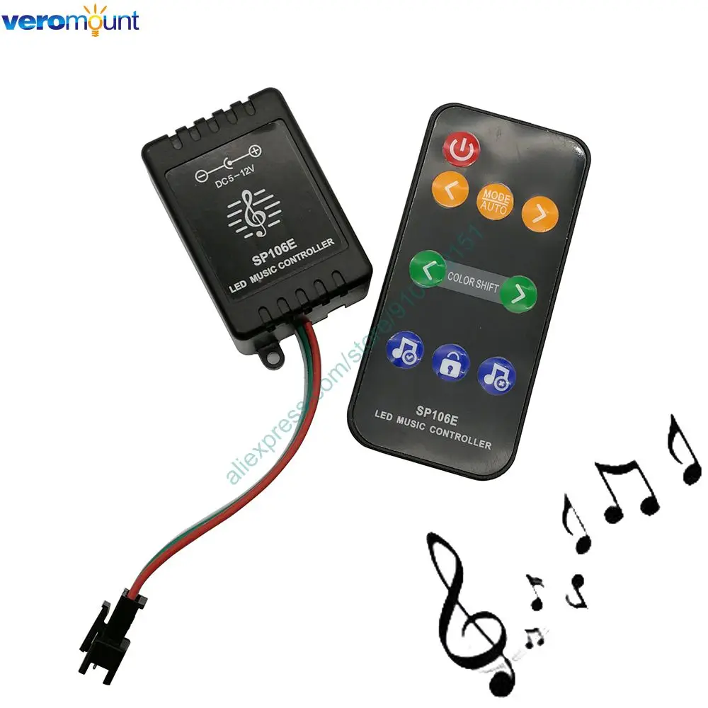 SP106E RGB светодиодный контроллер 9-клавишный RF беспроводной пиксельный IC SPI Music