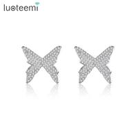 luoteemi new design hot sale fashion butterfly jewelry premium luxury zircon earrings smart butterfly earrings for women gift