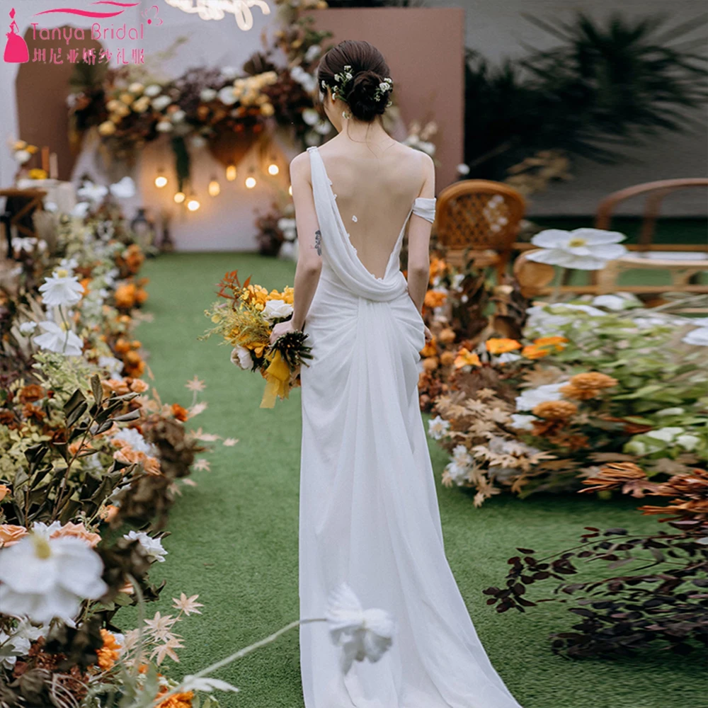 

Simple Elegant Mermaid Wedding Dresses Special Design Backless Fashion Boho Bridal Gowns chic ZW593