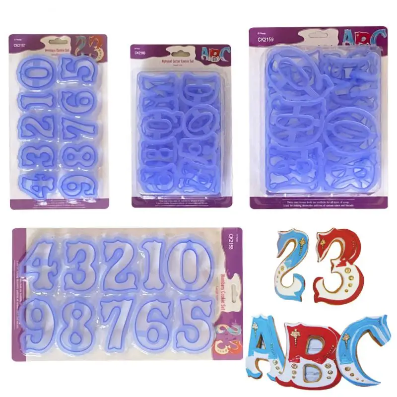 

Plastic Cake Mould DIY Alphabet Letter And Number Impress Biscuit Cookie Cutter Press Stamp Embosser Fondant Mold Bakeware