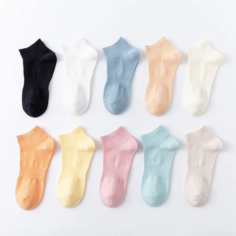 

Solid Color Women's Socks Japanese Cotton Socks Breathable Sweat-absorbing Ladies Student Boat Socks