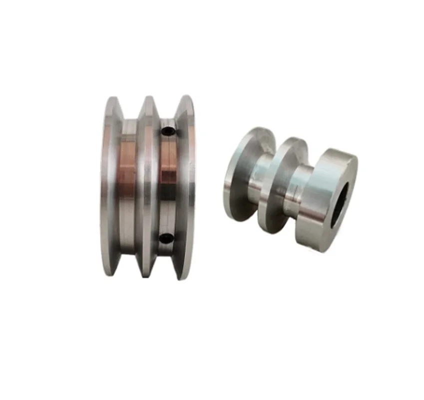 

1pc Aluminum Alloy Double Groove40MM Pulley Wheel 8-18MM Fixed Bore Pulley for Motor Shaft 10MM PU Round Belt