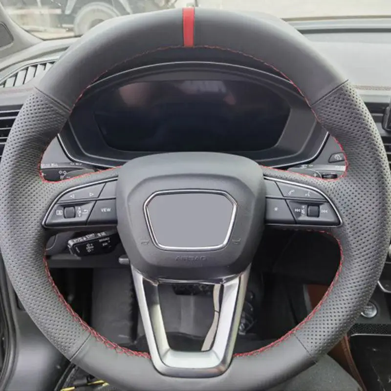 Для Audi (O Shape) A3 S3 8Y A4 S4 B9 A5 S5 Q3 F3 Q5 FY SQ5 Q7 4M SQ7 Q8 SQ8 RSQ8 кожаная перфорированная отделка