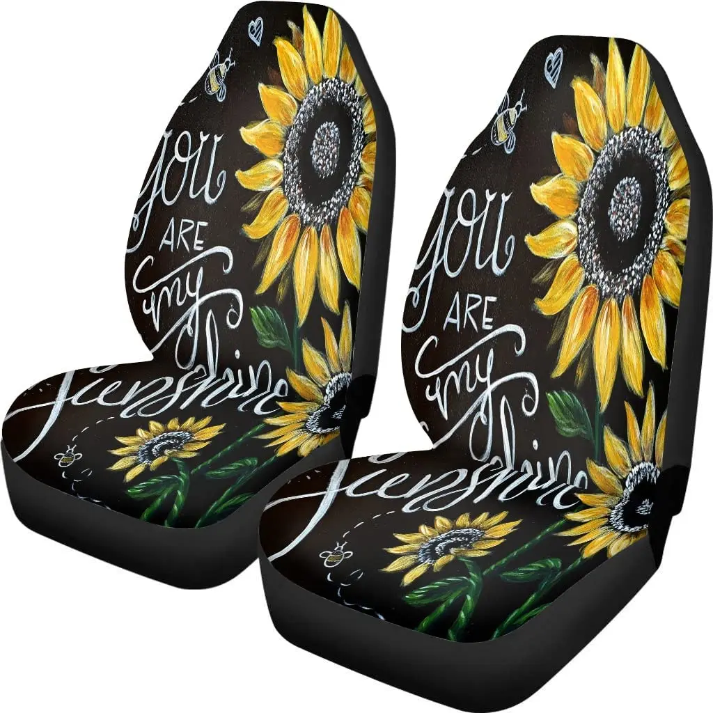 

Automotive Seat Protectors Yellow Sunflower and Bee Quote You are My Sunshine Universal Front Seat Covers Fits Most Cars SUV
