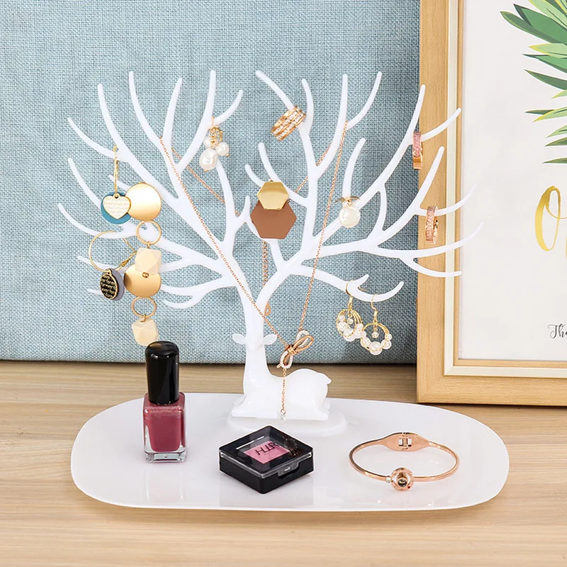 1PC Deer-Shape Jewelry Stand Display Cosmetic Tray Earring Necklace Ring Holder Pendant Bracelet Display Storage Organizer Racks