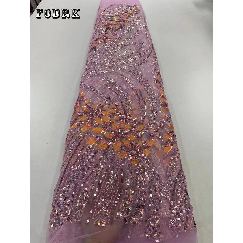 

Французская Тюлевая кружевная ткань 2023, высокое качество, 5 ярдов, нигерийское женское свадебное платье, блестящая вышивка, Африканское кружевное полотно