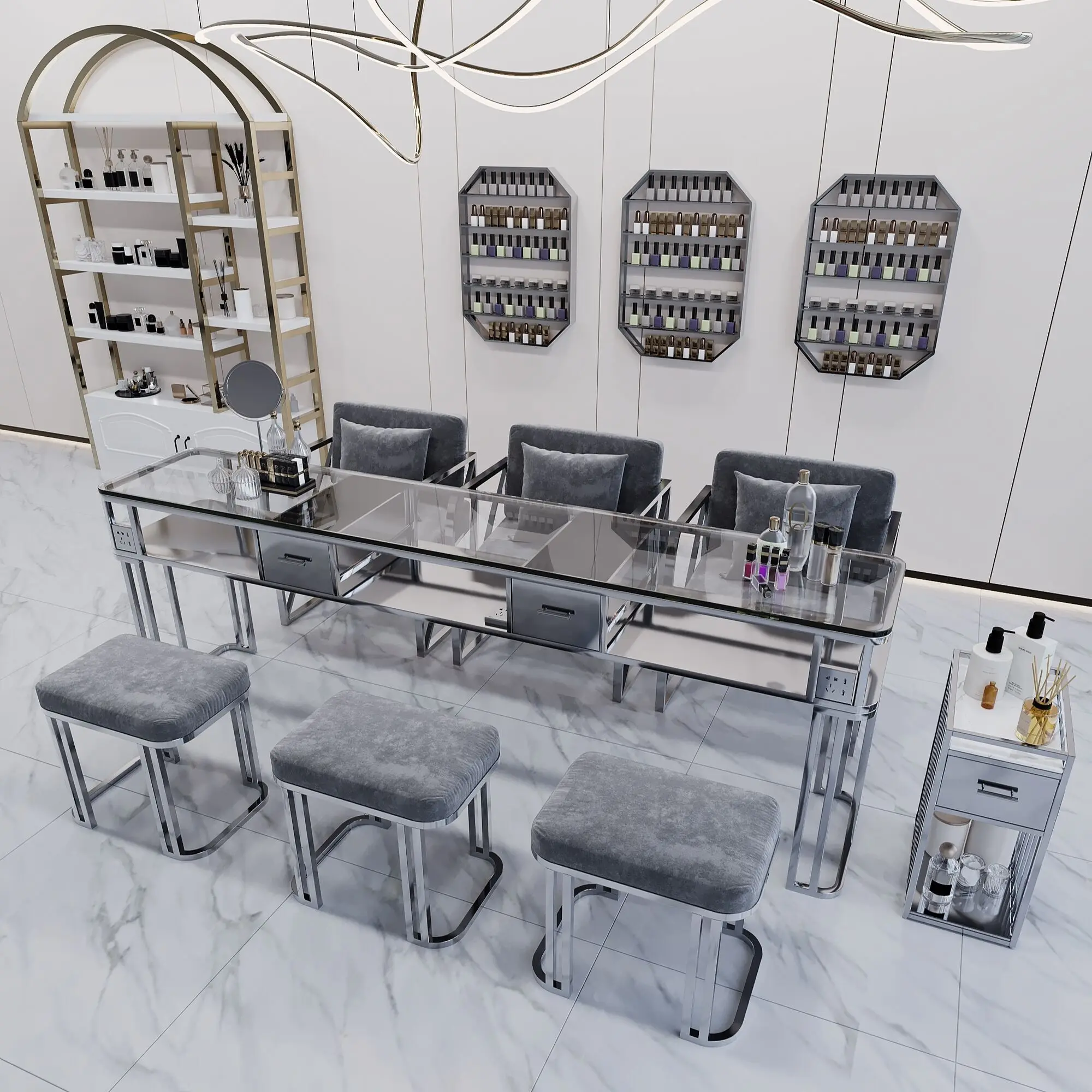 Профессиональный стеклянный Настольный скандинавский туалетный столик для