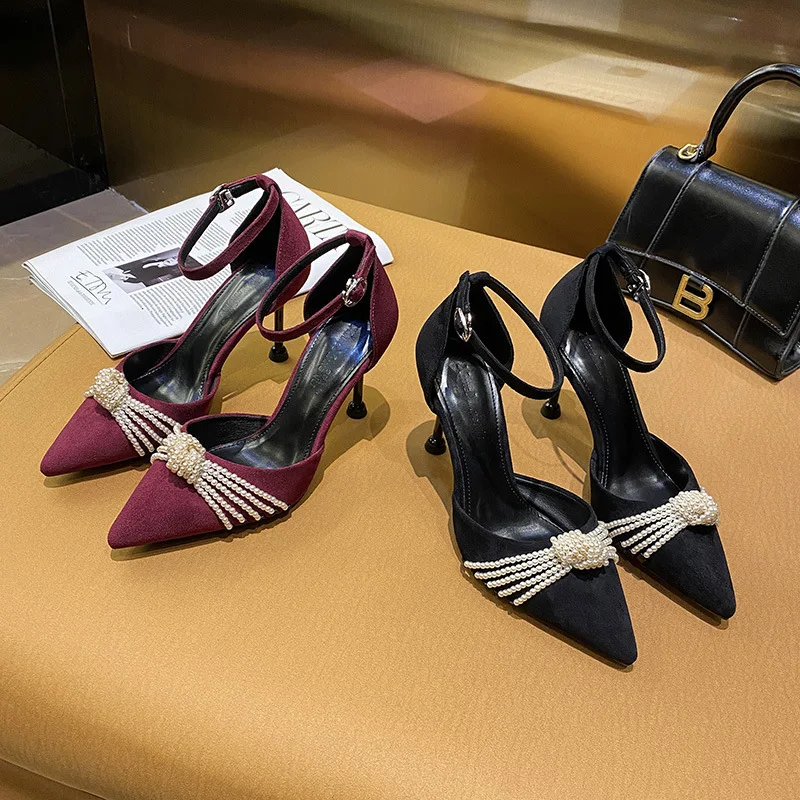 

2022 Pearl Bow High Heels Fashion plus Size Heels Women Women Sandals