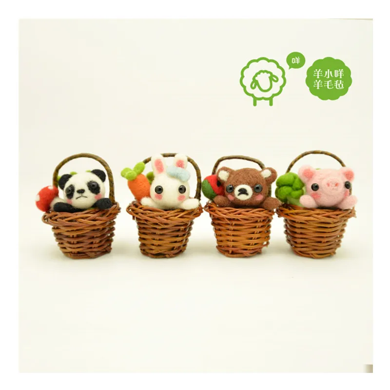 

A little basket, a mini-rattan garland wool needlepoint kit wool felt needle felting pendant craft needlecraft DIY handmade
