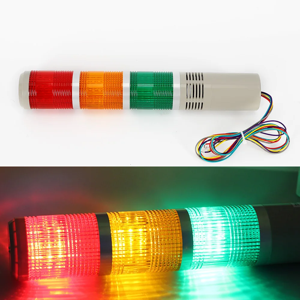 

White Shell 220V Industrial Signal Tower Safety Stack Alarm Light LED Multilayer Buzzer Caution Warning Lamp