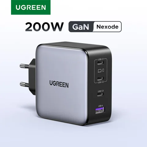 UGREEN 200 Вт дорожное зарядное устройство GaN PD 3.1 140 Вт QC4.0 3.0 Быстрая зарядка для ноутбуков Macbook Pro iPhone 16 15 Samsung S25 Xiaomi Tablet