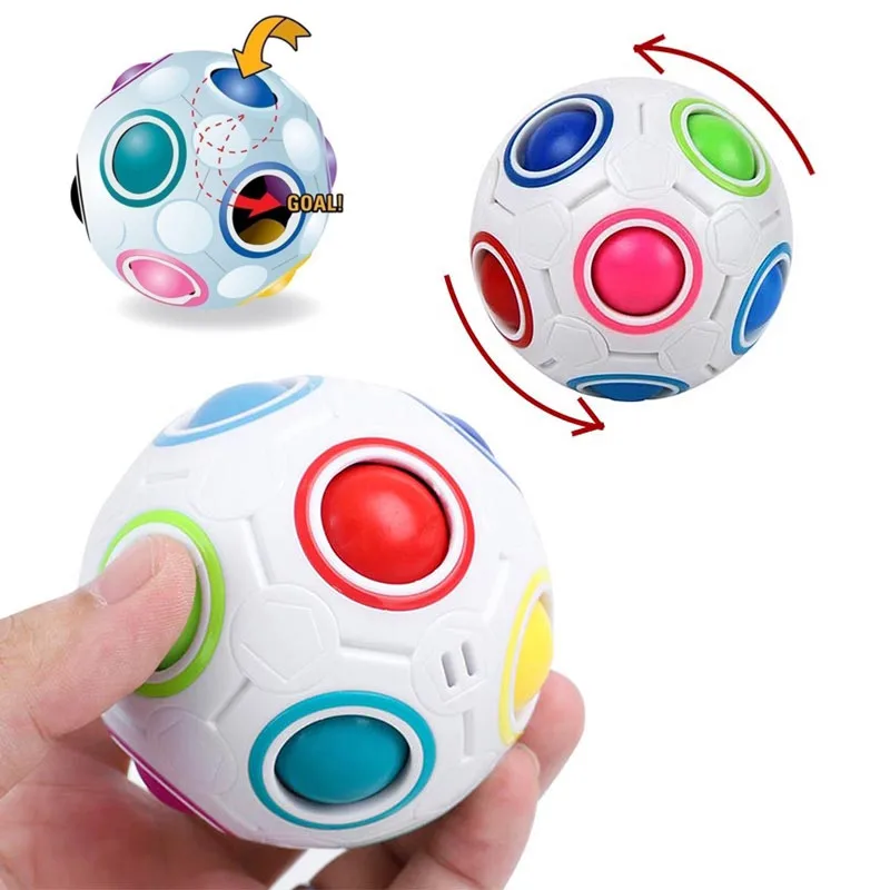 

Magic Rubix Cube Rainbow Ball Cube Speed Football Puzzle Ball Fidget Toys for Children Adult Stress Reliever Decompression Ball
