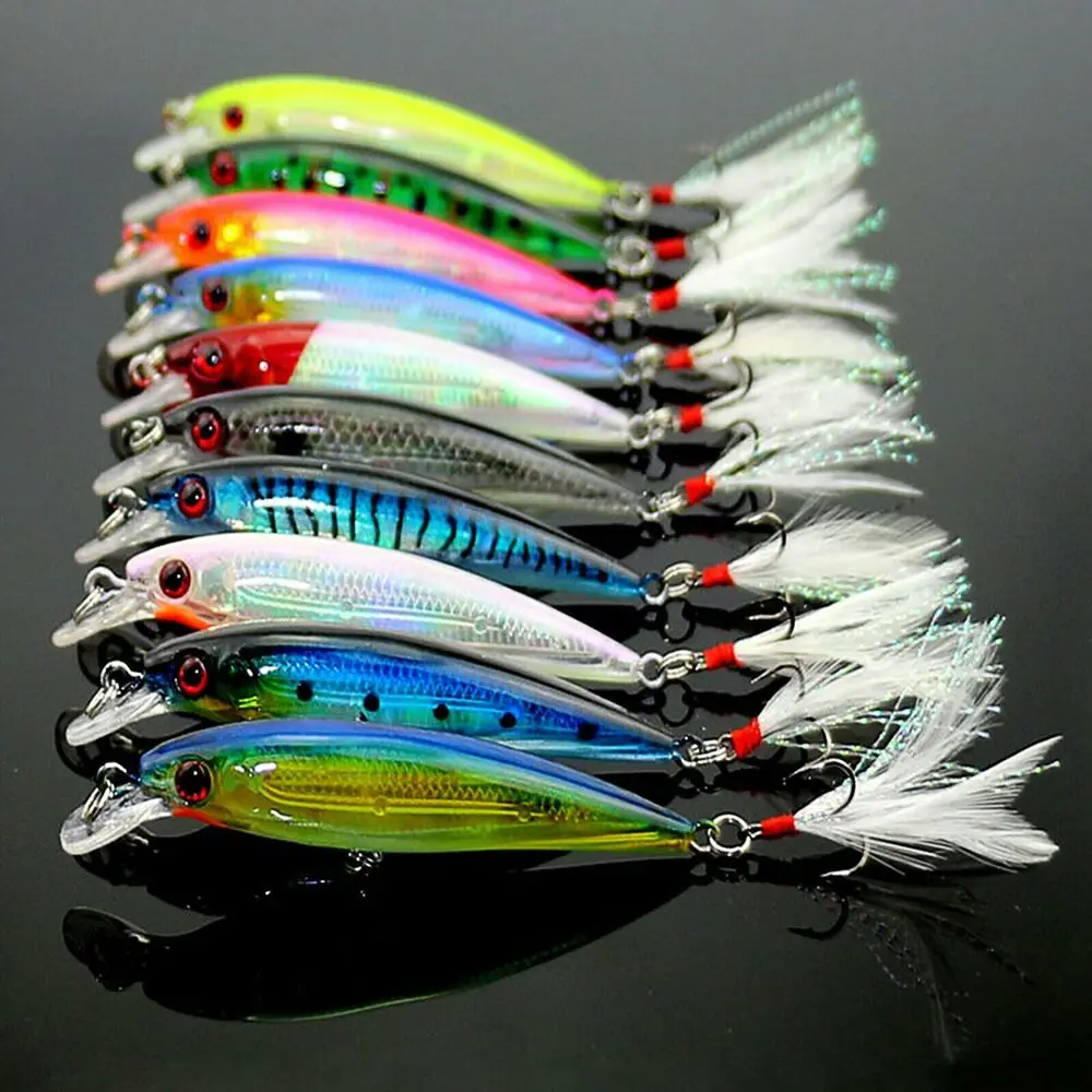 

New 10pcs Kinds of Fishing Lures Crankbaits Hooks Minnow Baits Tackle Crank