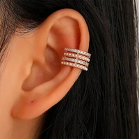 the new niche zircon c shaped ear clip design sense of temperament multi layer pearl no hole ear clip single french earrings