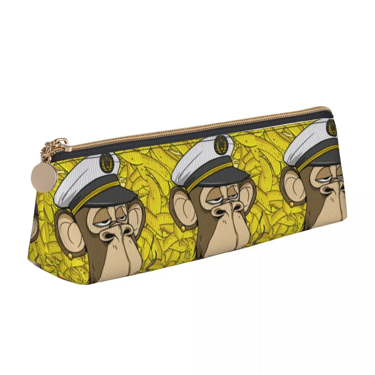 

Kapten Monkey Leather Pencil Case Funny Animal Print Vintage Zipper Pencil Box University Boy Girl Triangle Pen Bag