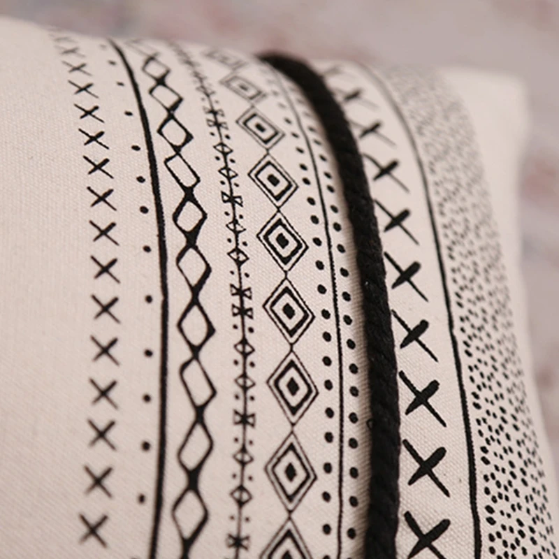 Жаккардовая подушка из Марокко для чехла с кисточками Подушка в геометрическую