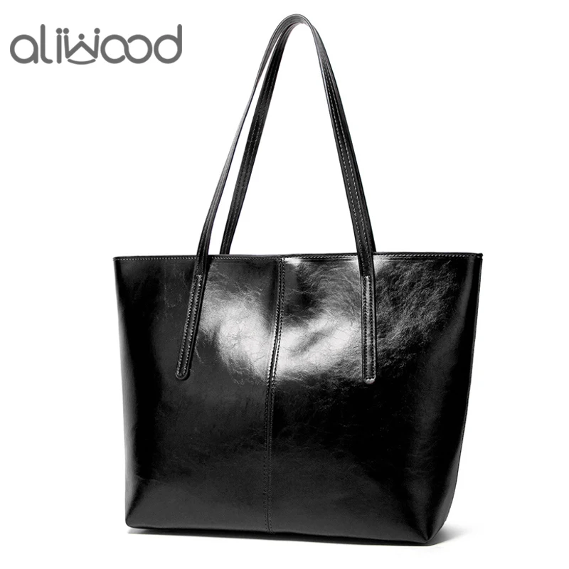

Aliwood Large Capacity Leather Women's Shoulder Bags Retro Simple Designer Handbags High Quality Europe Tote Bag Bolsas Feminina