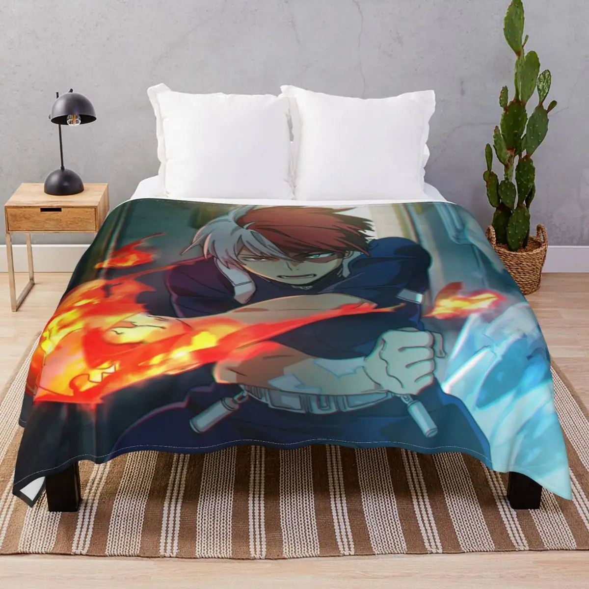 Hero Academia Todoroki Blanket Fleece Summer Ultra-Soft Throw Blankets for Bed Sofa Camp Office