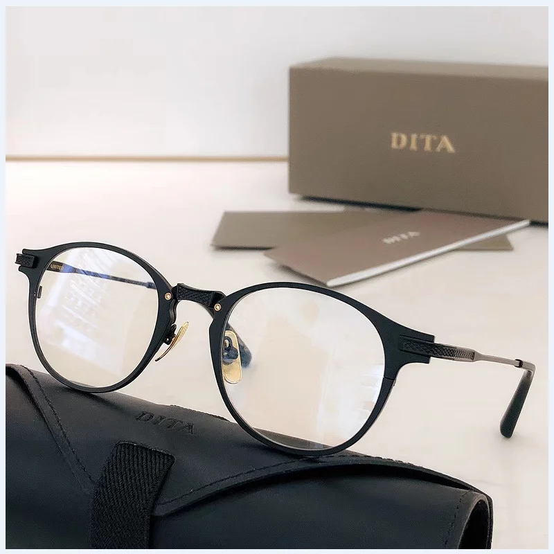 

American Brand DITA UNITED DRX-2078 Style Classic Alloy Black Frame Men Eyeglasses Leisure Transparent Lenses Women Sun Glasses