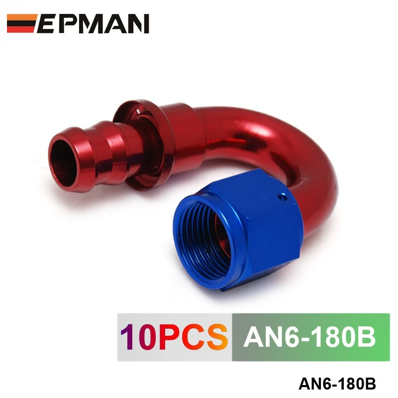 

6AN AN6 6-AN 180 Degree SWIVEL OIL/FUEL/GAS LINE HOSE END PUSH-ON MALE FITTING AN6-180B