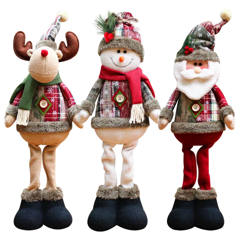 

Santa Claus Elk Snowman Doll Oranments Christmas Pendants Girls Kids Naviidad Gift Toy Favor Merry Christmas Decor For Home