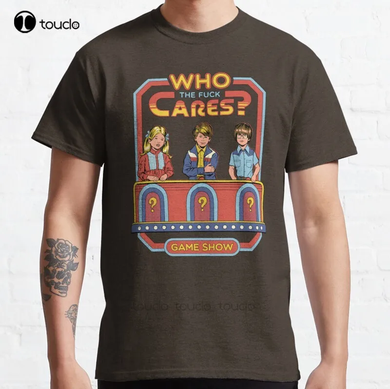 

New Who Cares Classic Nostalgia Who Cares Humor 80S 70S Game Show T-Shirt Cotton Men Tee Shirt Cute Shirts For Girls Tee Shirt
