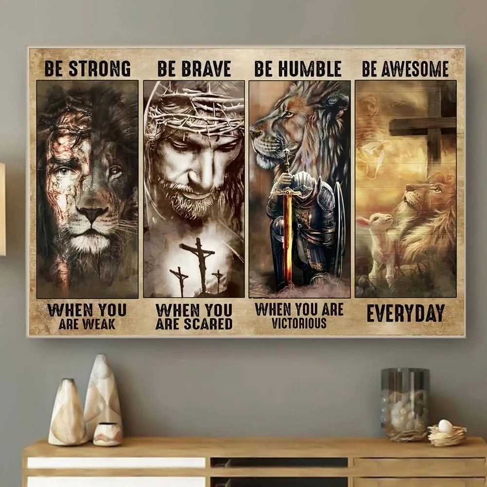 

5D God плакат с изображением Иисуса Vintage God And Lion Wall Art, алмазная живопись своими руками, полная вышивка крестиком, мозаика стразы, домашний декор
