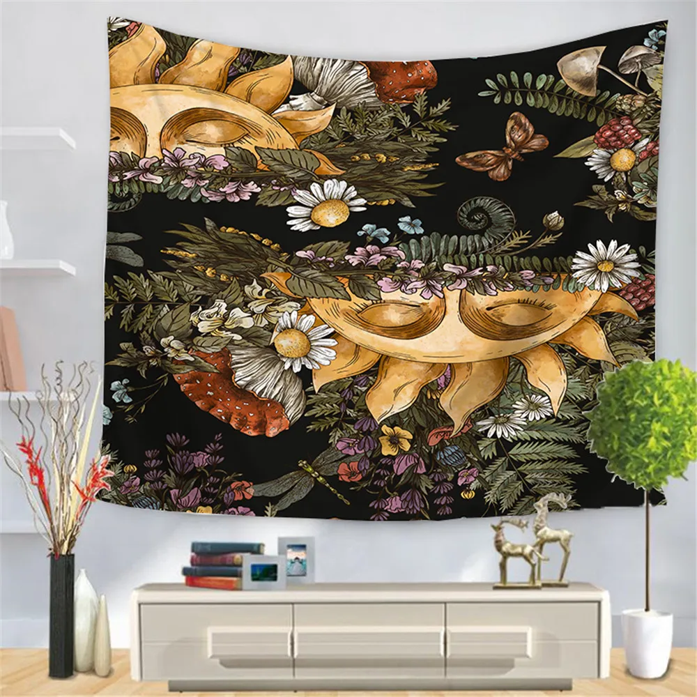 Гобелен в стиле бохо Солнце Луна Мандала узор настенные подвесные гобелены холст