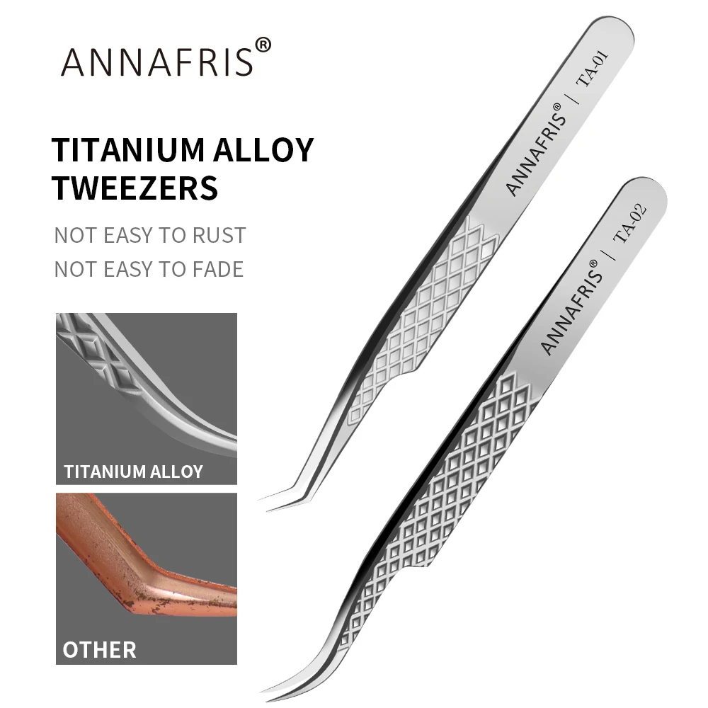 

ANNAFRIS Titanium Alloy Tweezers For Eyelash Extenisons High Quality Precision Professional Curved Lash Tweezer Makeup Tool