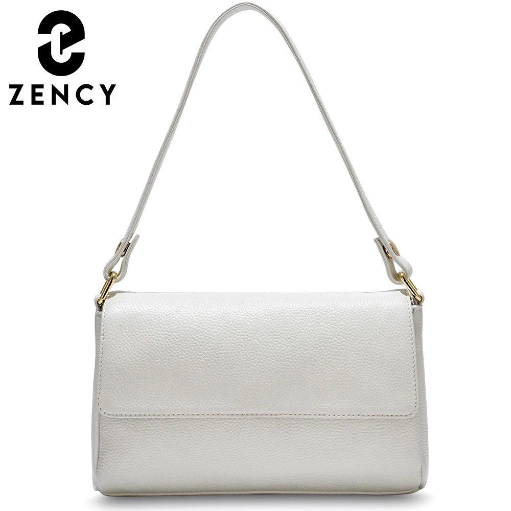 Zency New Model Women Shoulder Bag Black White Handbag 100% Genuine Leather Female Crossbody Messenger Purse High Quality Tote