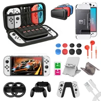 accessories bundle for nintendo switch oled carrying case with card slots protector case tpu cover joystick console playstand