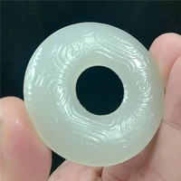 natural jade pendant statue doughnut natural stone collection china hand carving jewelry fashion amulet men women gifts
