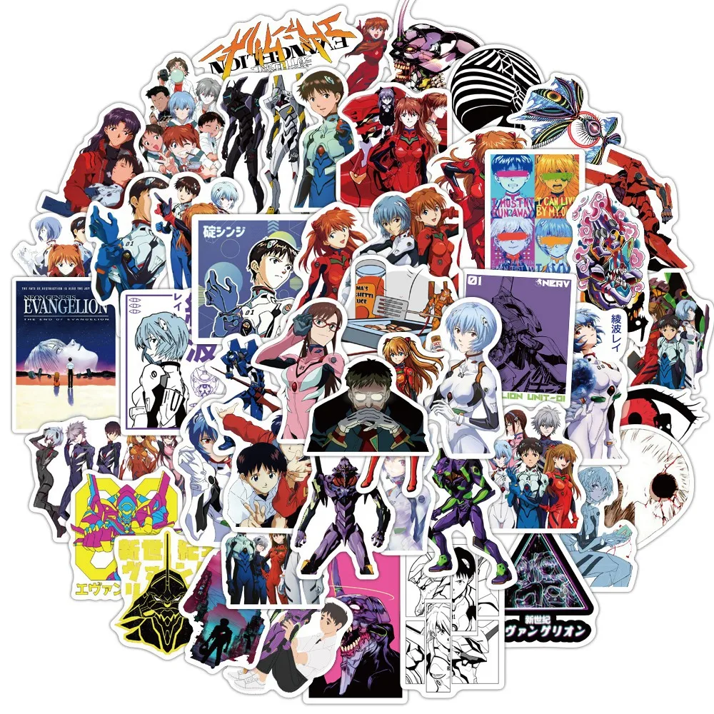 

50PCS Anime Figure Stickers NEON GENESIS EVANGELION EVA Ayanami Rei Asuka Graffiti Waterproof Luggage Stickers Toys Gifts
