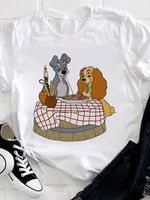 t shirt lady and the tramp disney sweet and funny casual t shirt trendy fashion streetwear summer short sleeve top