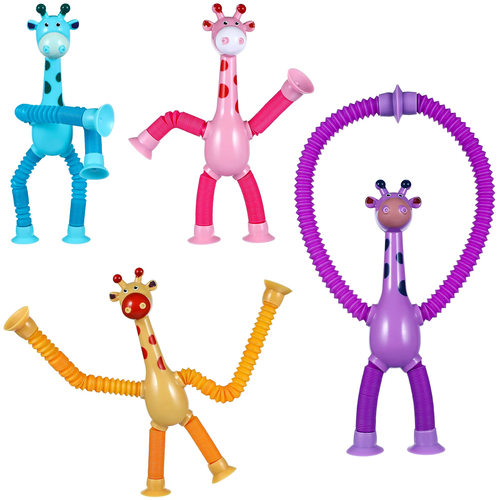 

4 Pcs Shape Changing Toy Toy Animal Figurine Desk Sensory Tubes Giraffe Toys Telescopic Kids Plastic Glowing Models Child