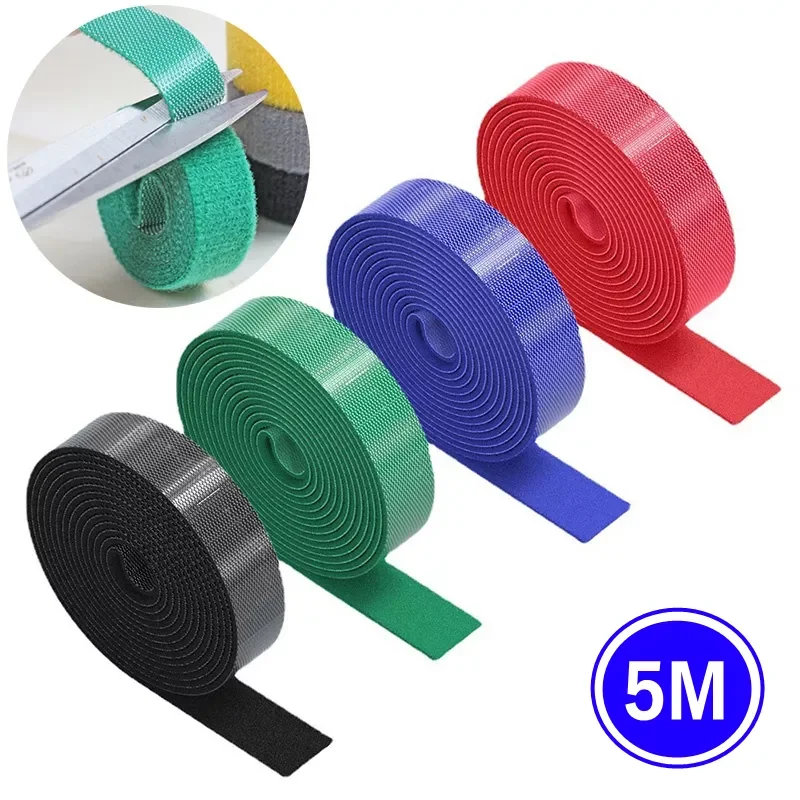 

5/3/1m Hook and Loop Cable Organizer USB Cable Winder Management Nylon Free Cut Ties Mouse Earphone Cord Cable Tie Straps Roll