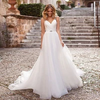 monica simple wedding dress summer beaded pleated prom bright diamond backless v neck party dress bride robe de mari%c3%a9e