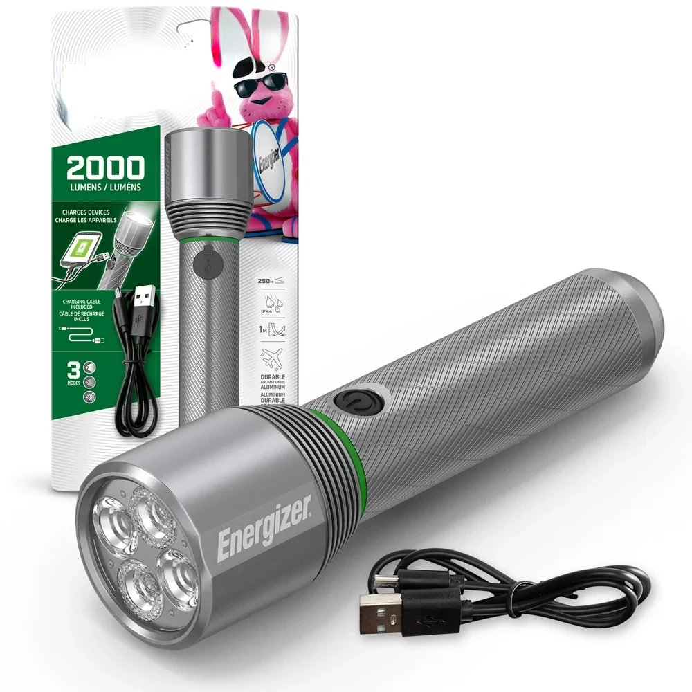 

Rechargeable LED Flashlight with USB Charging Port, 2000 Lumen