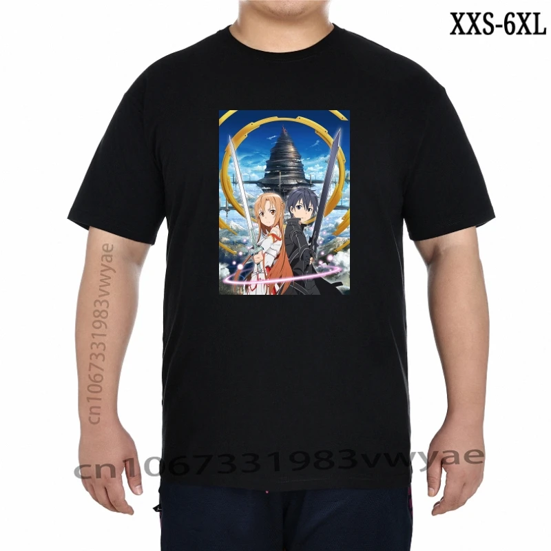 

Мужские футболки с изображением меча онлайн, модные топы Asuna и Kirito SAO 2023 с круглым вырезом и коротким рукавом, футболка из чистого хлопка