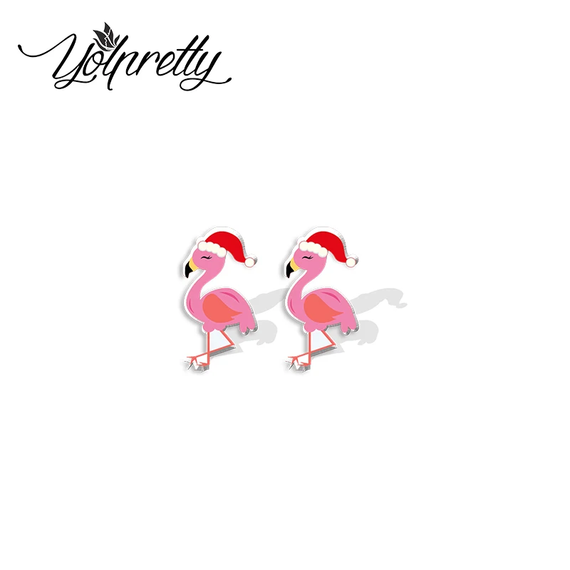 2022 Новое поступление модные Забавные милые серьги-гвоздики в виде фламинго птиц