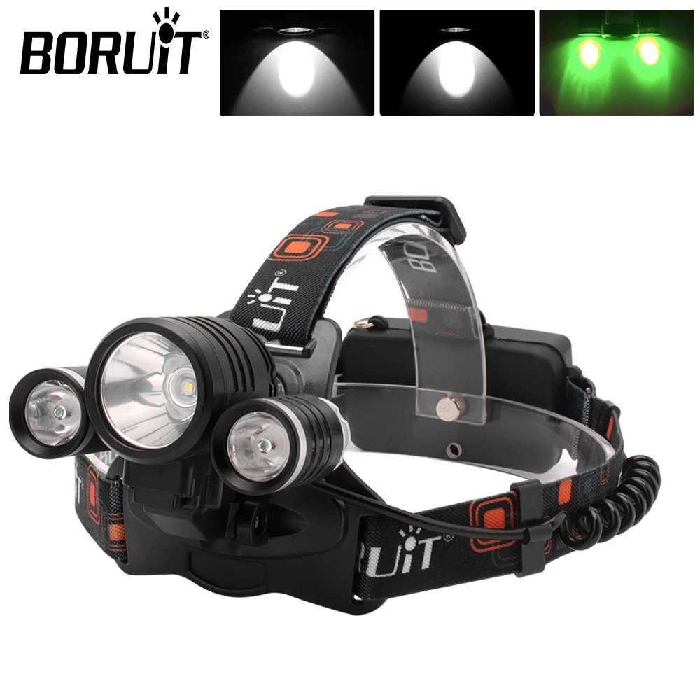 

BORUiT 2000LM LED Headlamp 3 Light Mode Head Flashlight USB Rechargeable Headlight Waterproof Work Camping Hunting Bicycle Lamp