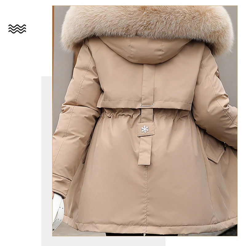 Korean Fashion Jackets Fleece Thickening Long Coat Wool Liner Hooded Parkas Slim Fur Collar Winter Jacket Women Coats Parkas