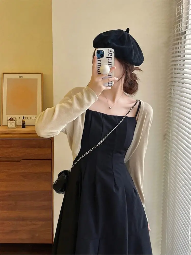 

Early autumn clothes new women's senior sense of suit French tea break Hepburn style halter dress two-piece