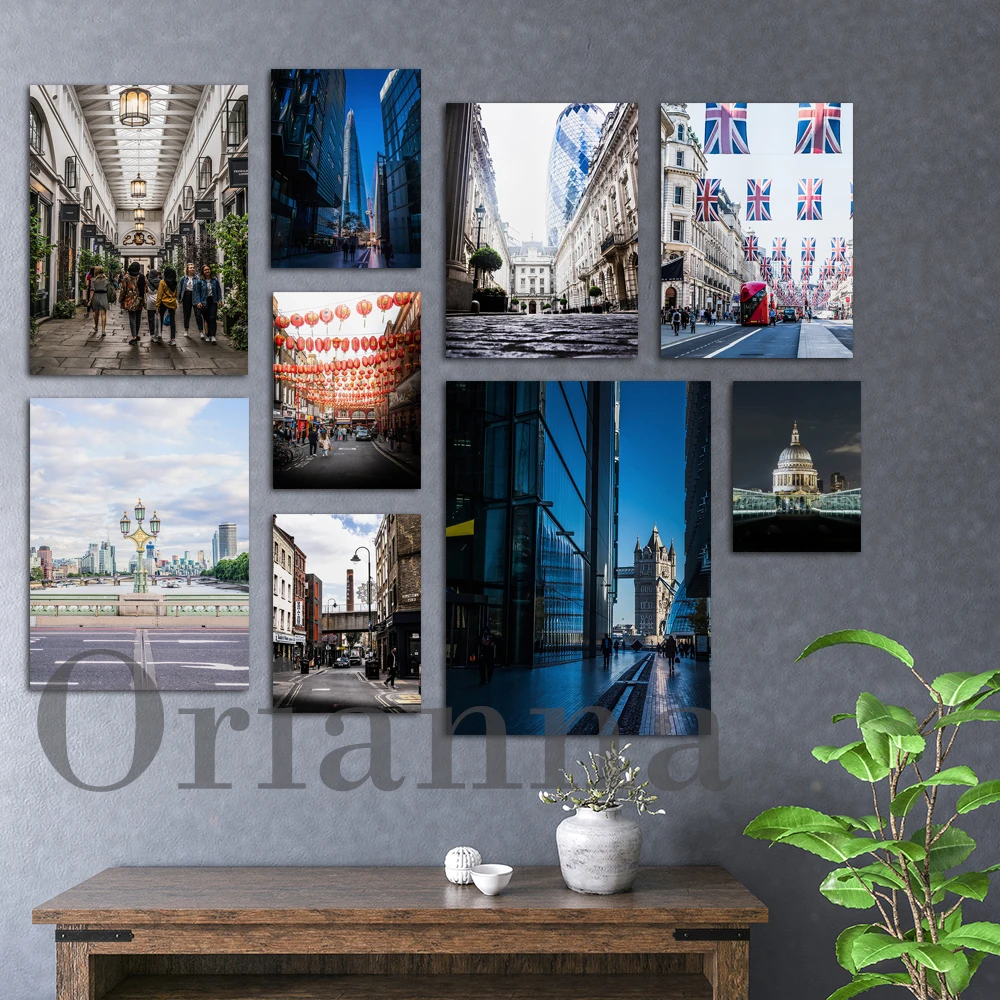 

London Urban Travel Poster-London Photography Print-Chinatown-St Pauls Cathedral-Tower Bridge-Skyline-Covent Garden-Wall Decor