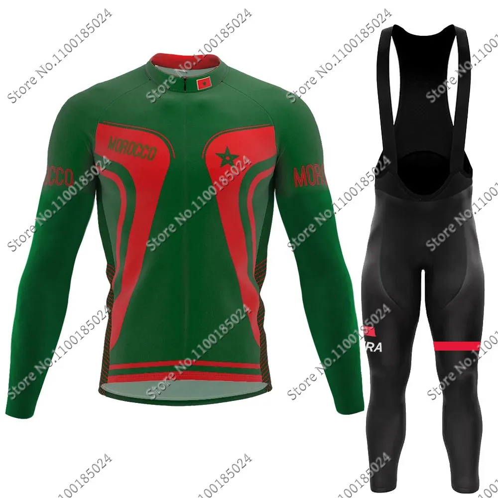 

Morocco National Team 2022 Cycling Jersey Set Men Summer Italian Long Sleeve Clothing Suit MTB Bike Road Pants Bib Ropa Ciclismo