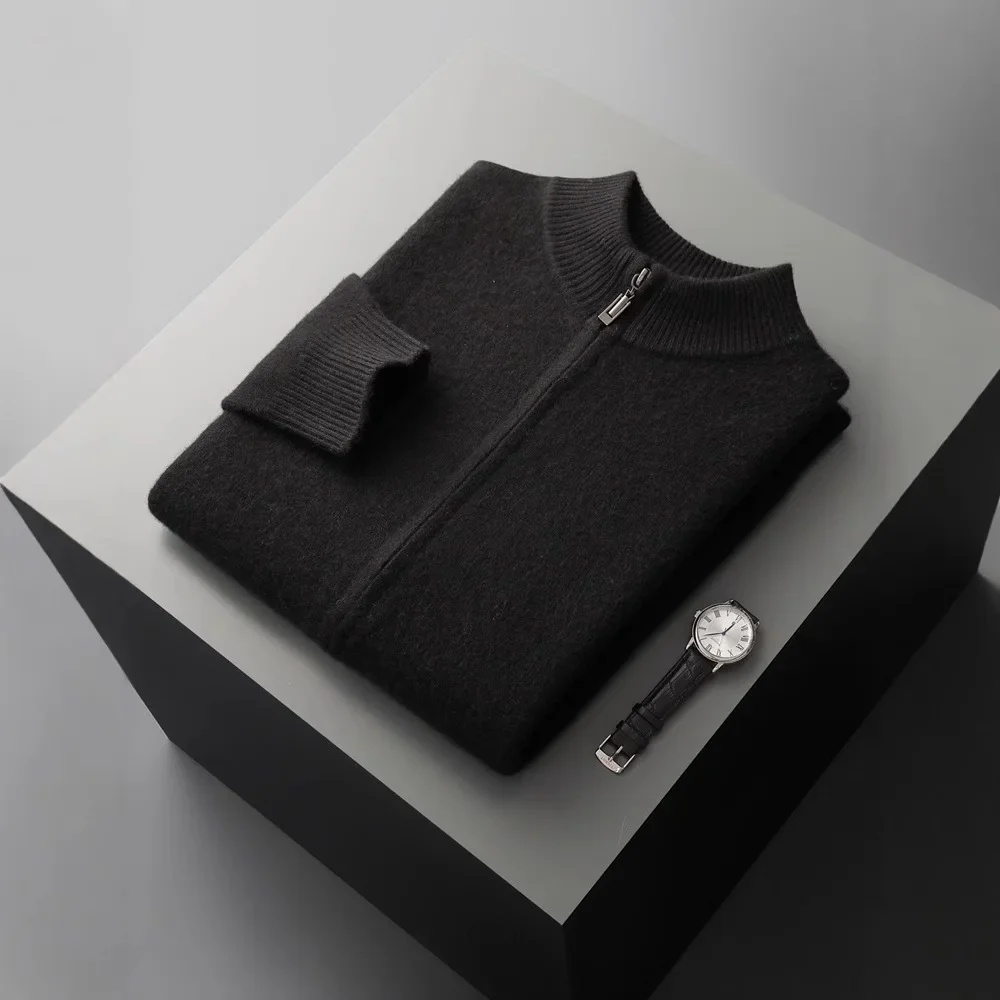 Осень/зима 2023 новый мужской утолщенный шерстяной кардиган с воротником-стойкой