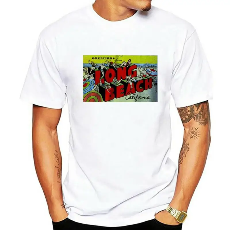 

Vintage Postcard Greetings from Long Beach California Retro T shirt